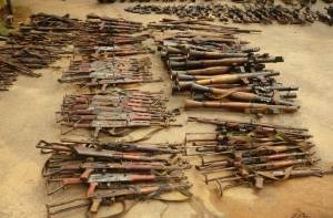 Piles of rifles